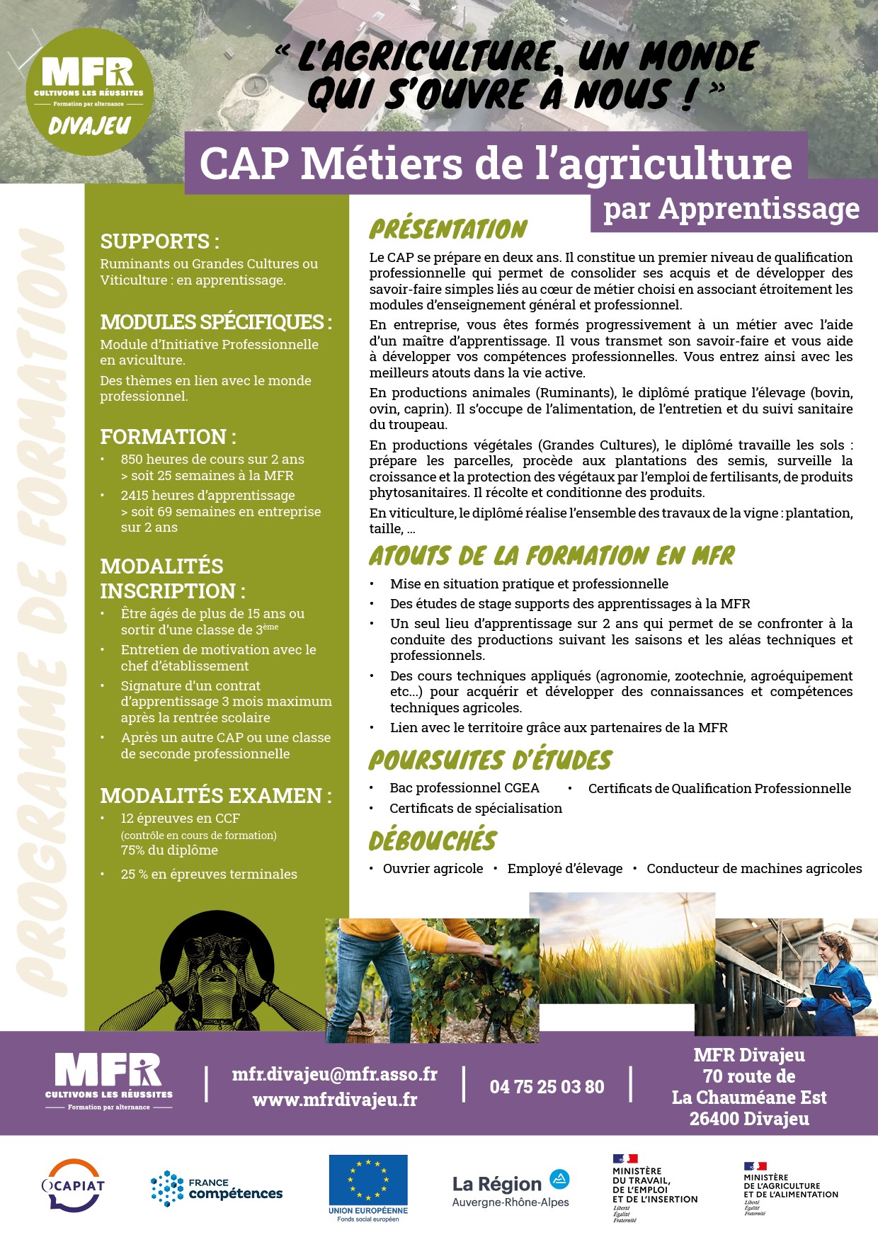 CAP A Métiers dagriculture MFR DIVAJEU